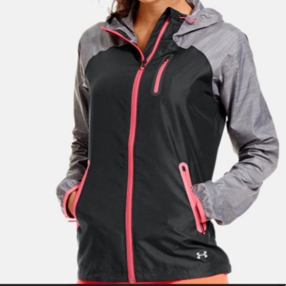Under Armour Running Jacket Black Pink Grey